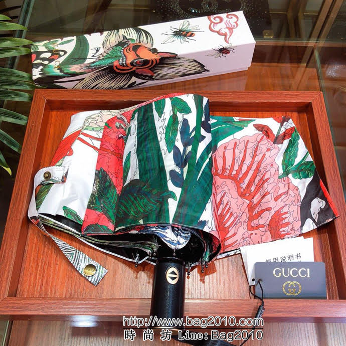 GUCCI古馳 最新火爆單品 極品G家自動傘 古奇天鵝圖案 防雨防紫外線隔熱傘  sll1023